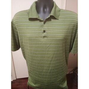 Nike Tiger Woods Fit Dry Polo Shirt Mens XL Green Striped Golf Casual